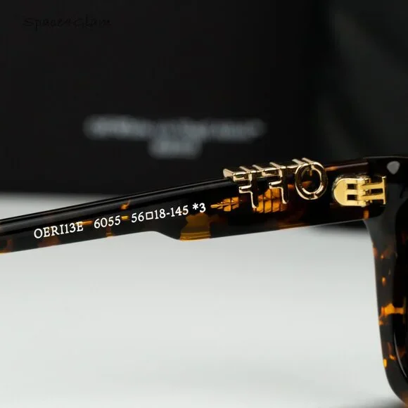 Off-White Men Sunglasses Havana Green Square OERI13E ALBANY 6055 NEW AUTHENTIC - Picture 6 of 9